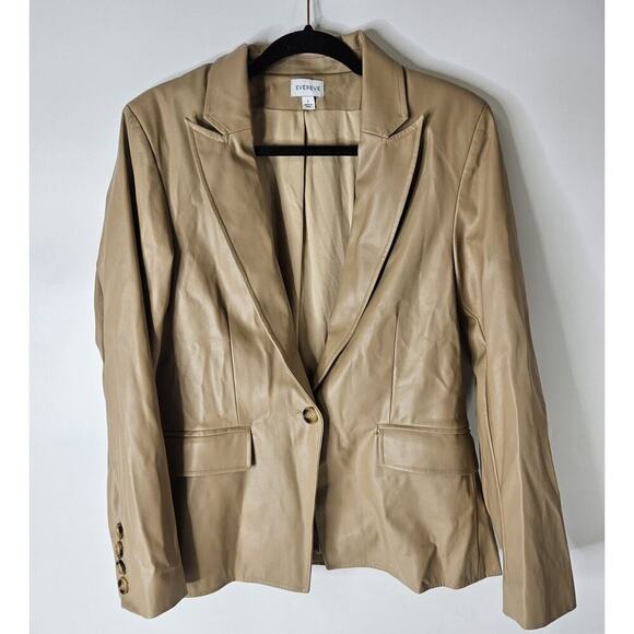 EVEREVE West Bank Moto Faux Leather Blazer Sand Beige/Light Camel Tan Size L